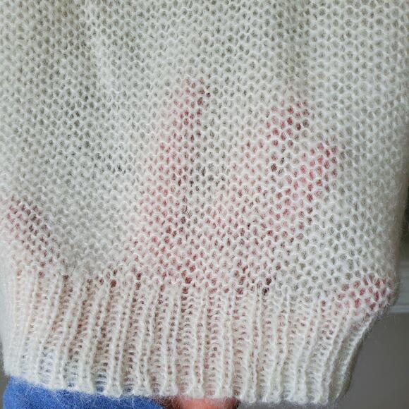 Women Rosie Neira Alpaca Sweater M Sheer Ivory Soft Cozy Fall Cabin Prairie - Picture 5 of 10